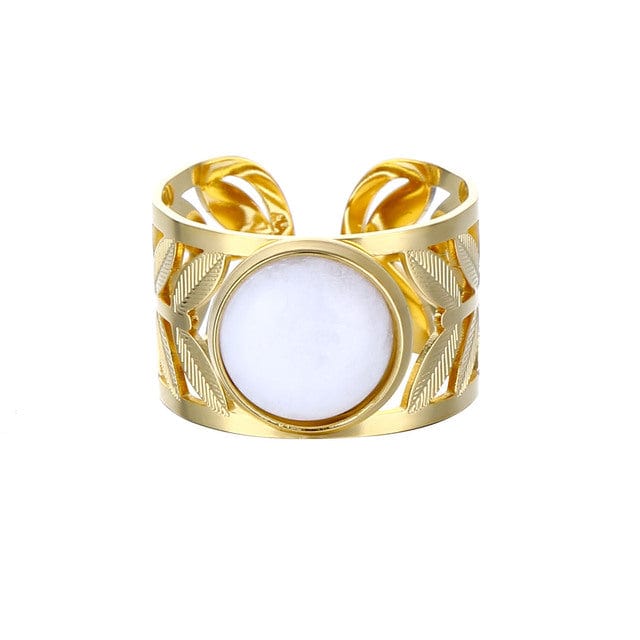 Helen White Agate Leaves Ring