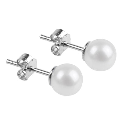 Fine White Pearl earrings (Sterling silver) <br> Majestic