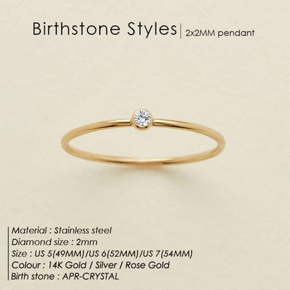 Zoe Extra Fine Stacking Ring Birthstone