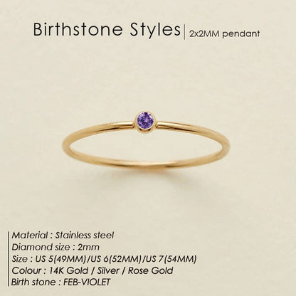 Zoe Extra Fine Stacking Ring Birthstone