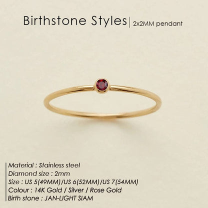 Zoe Extra Fine Stacking Ring Birthstone