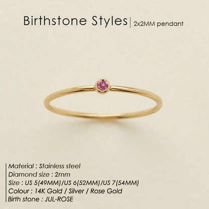 Zoe Extra Fine Stacking Ring Birthstone
