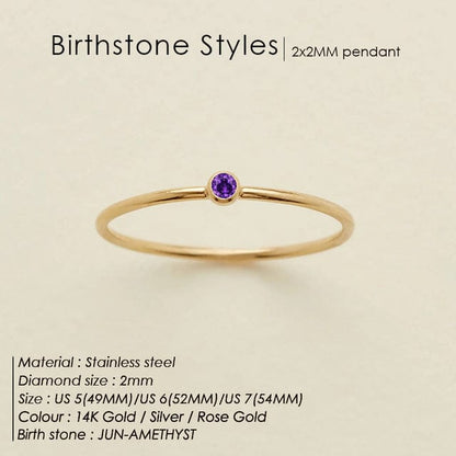 Zoe Extra Fine Stacking Ring Birthstone
