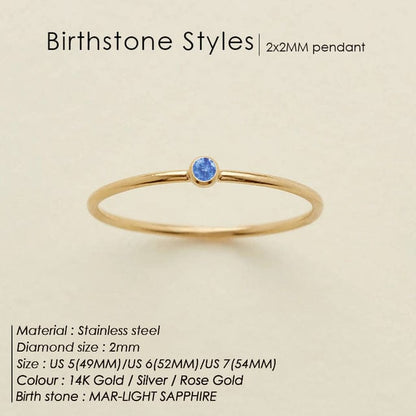 Zoe Extra Fine Stacking Ring Birthstone