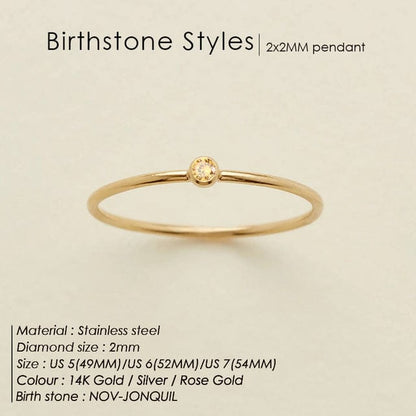 Zoe Extra Fine Stacking Ring Birthstone