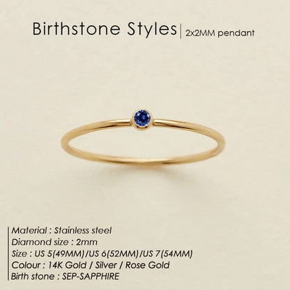Zoe Extra Fine Stacking Ring Birthstone