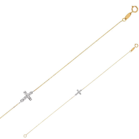 Cross Bracelet cz(9k gold)