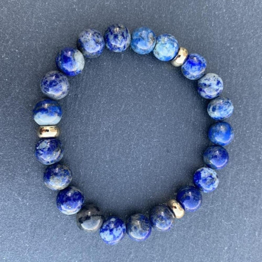 Lapis Lazuli Bracelet Gold Disks