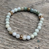 Jade Burma Bracelet 6mm 3 Gold disks