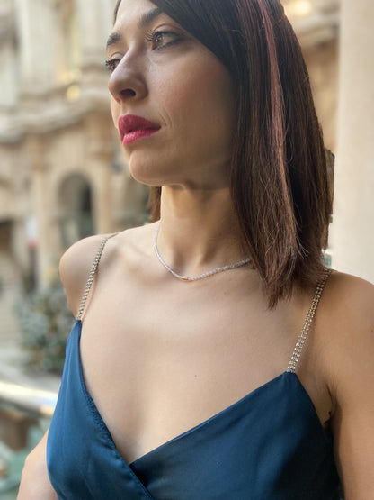 Chalcedony Necklace with Gold Disks