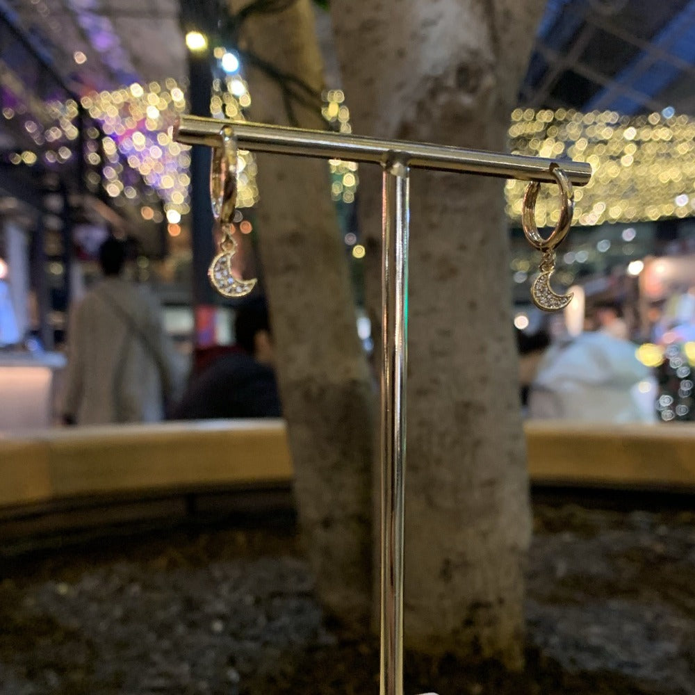Mini Moon Fine Hoops Earrings | Mi Cielo London