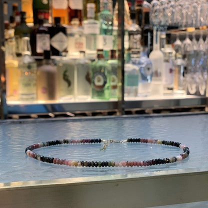 Watermelon Tourmaline Necklace with Gold Disks | Mi Cielo London