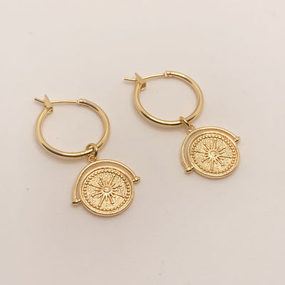 Sunburst medallion Hoops Earrings | Mi Cielo London