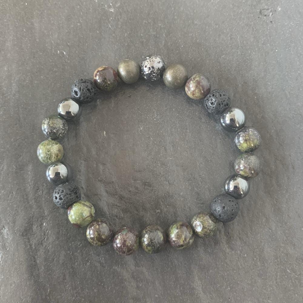 Dragon blood bracelet, Lava stone and Lava stone plated