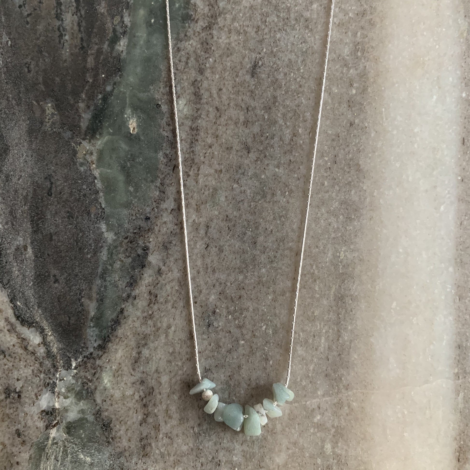 Aquamarine necklace in sterling silver