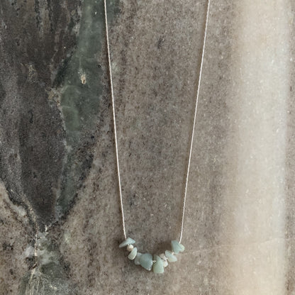 Aquamarine necklace in sterling silver