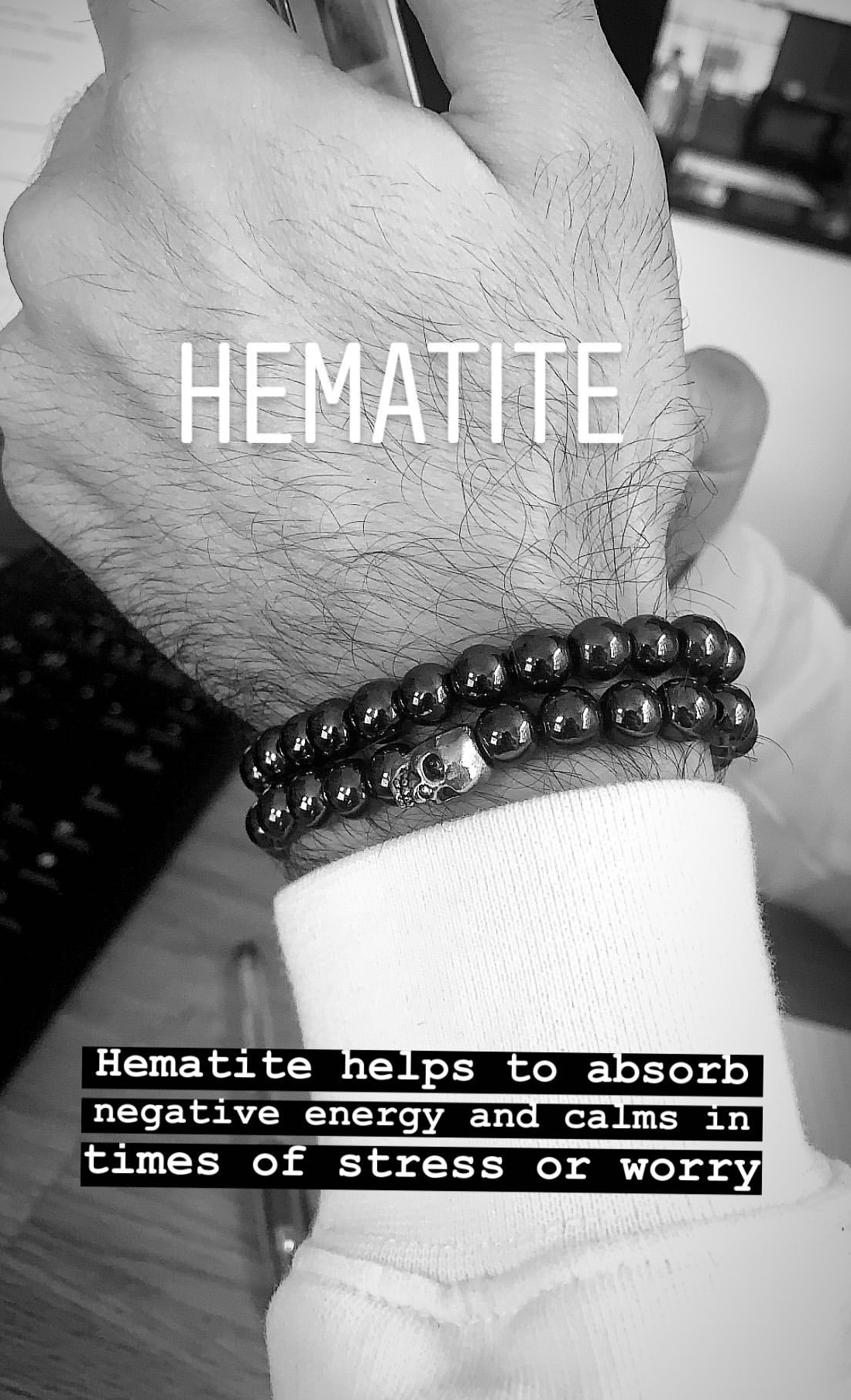 Skull hematite bracelet
