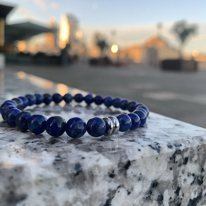 Lapis Lazuli bracelet with duo hematite disks