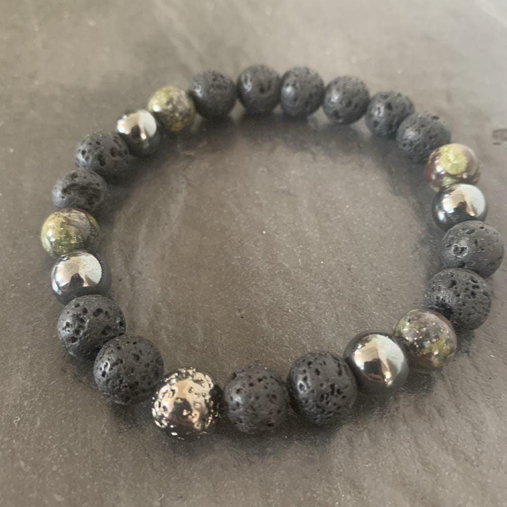 Lava stone bracelet, Dragon blood and Lava stone plated