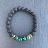 Lava stone bracelet with Green regalite