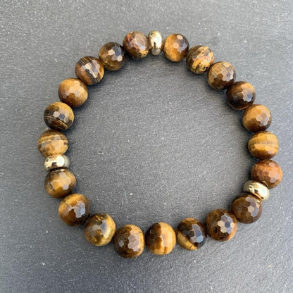 Tiger Eye Bracelet Gold Disk