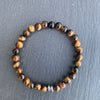 Tiger eye bracelet gunmetal duo disks