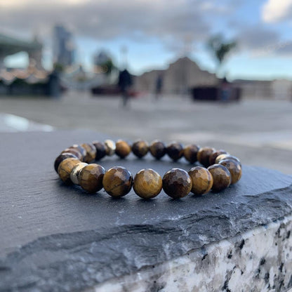 Tiger Eye Bracelet Gold Disk