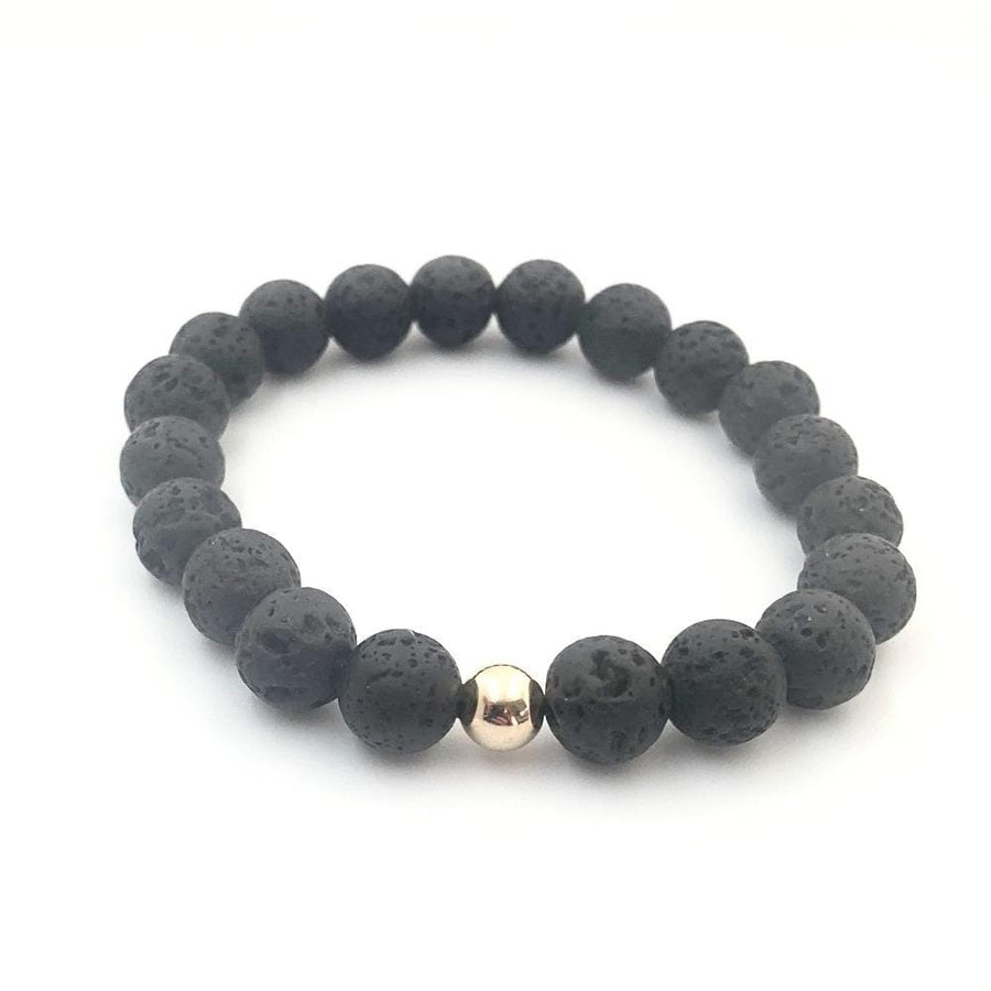 Lava stone bracelet 9k gold