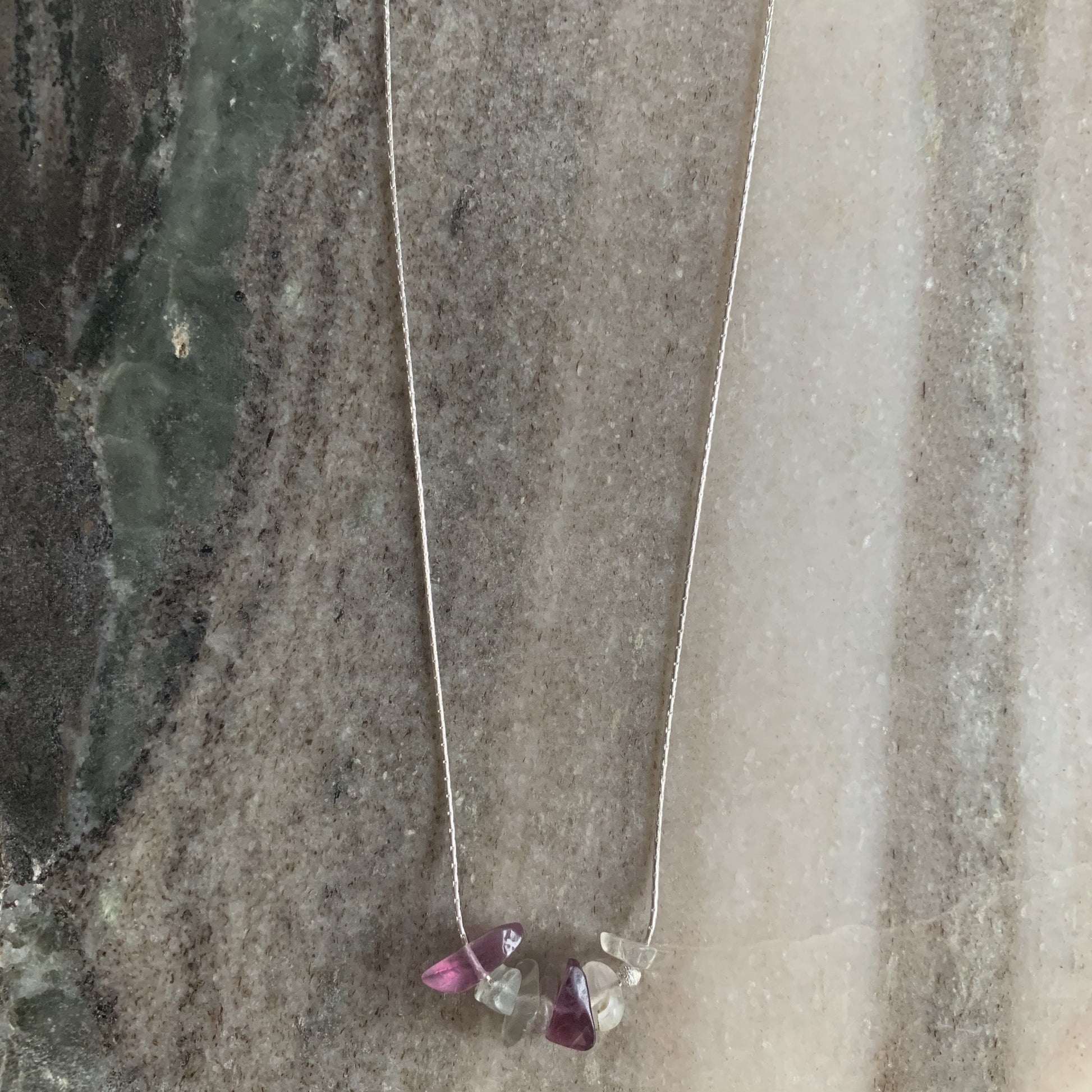Fluorite necklace Sterling silver