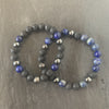 Lava stone bracelet, Lapis lazuli and Lava stone plated
