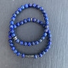 Lapis Lazuli Bracelet Hematite 7 Square Disks Gunmetal