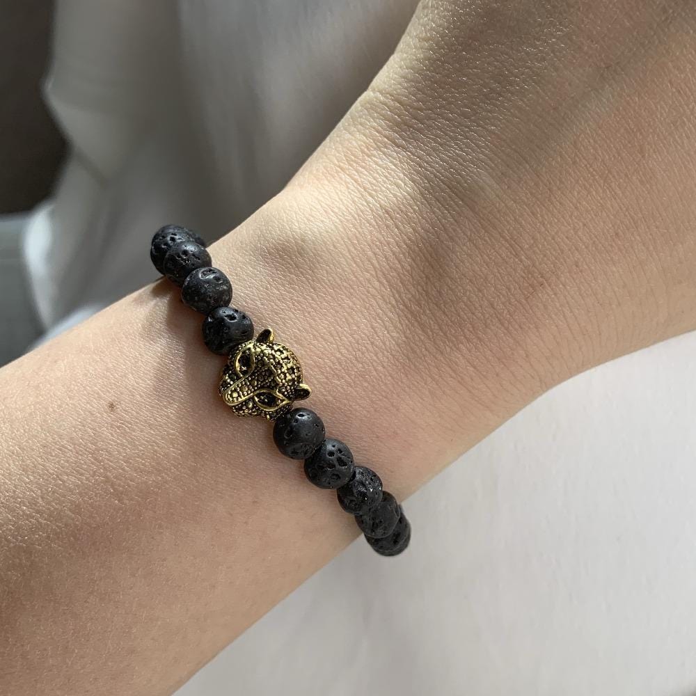 Jaguar bracelet with lava stone
