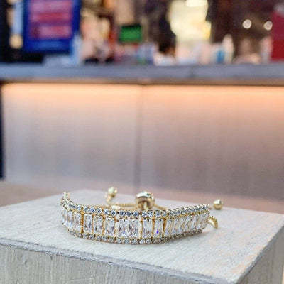 Rhinestone Adjustable Gold Bracelet | Mi Cielo London