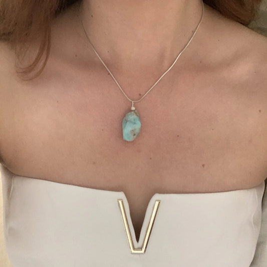 Larimar necklace with sterling silver