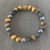 Tiger eye bracelet, lava stone and lava stone plated