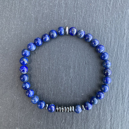 Lapis Lazuli Bracelet Hematite Square Disks