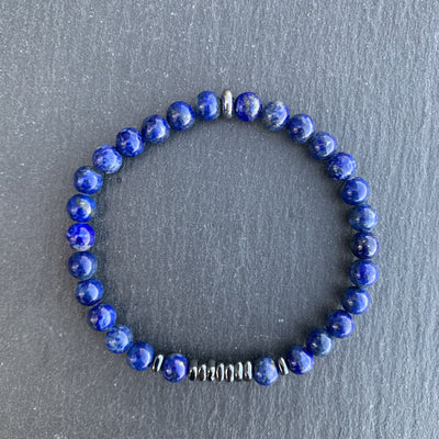 Lapis Lazuli Bracelet Hematite Square Disks