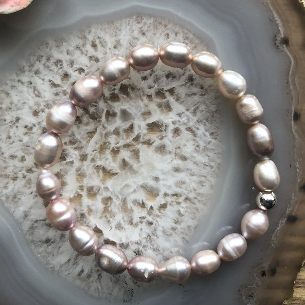 Pink Pearl bracelet with sterling silver