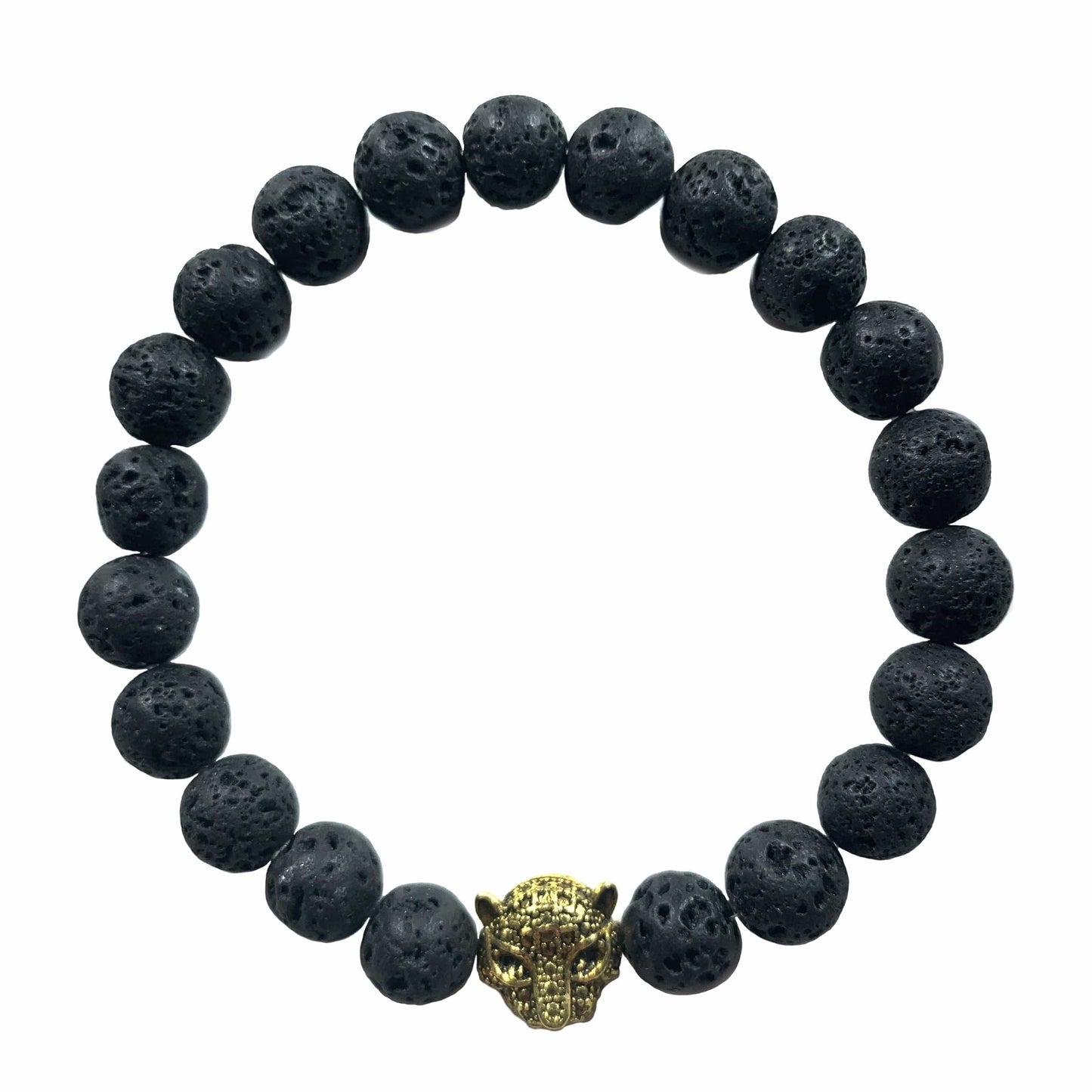 Jaguar bracelet with lava stone