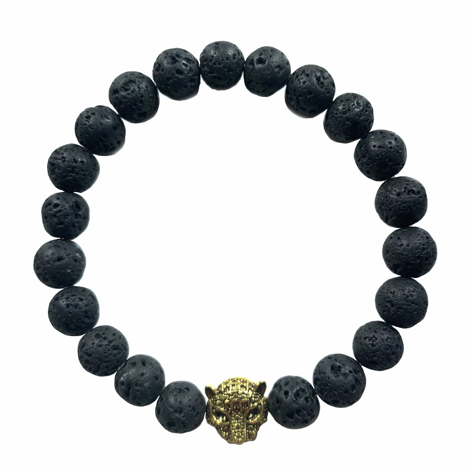 Jaguar bracelet with lava stone