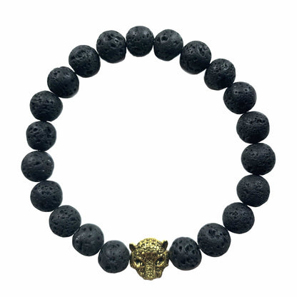 Jaguar bracelet with lava stone