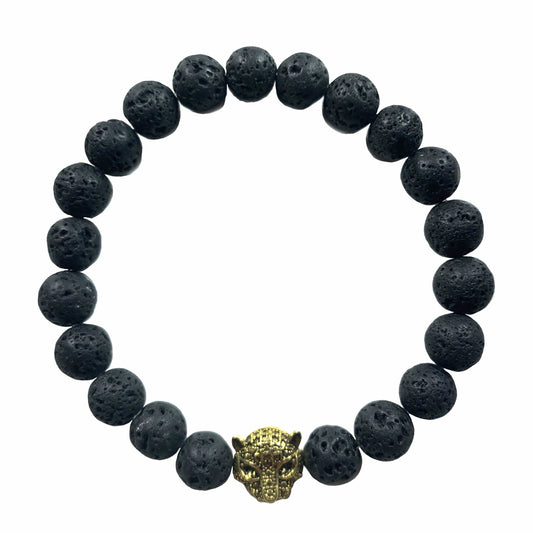 Jaguar bracelet with lava stone