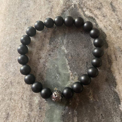 Mi Cielo London Bracelet Black onyx and lava stone plated