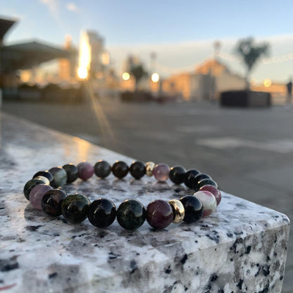 Mi Cielo London Bracelet Bracelet Watermelon Tourmaline gold disks 18k