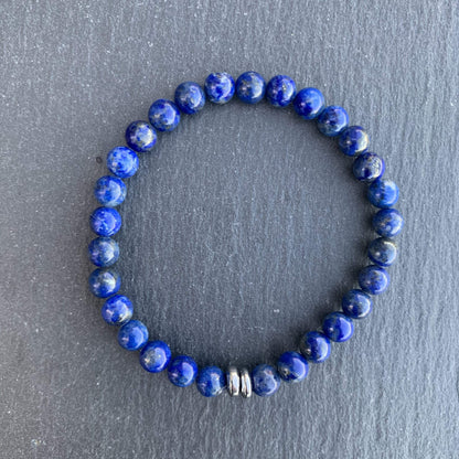 Lapis Lazuli bracelet with duo hematite disks