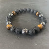 Mi Cielo London Bracelet Lava stone bracelet, tiger eye and lava stone plated