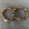Mi Cielo London Bracelet Set : Skull Tiger eye bracelet, Tiger eye with Black onyx and lava stone plated