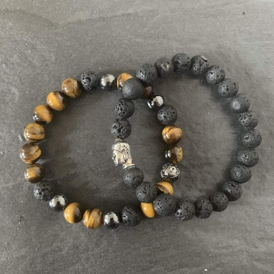 Mi Cielo London Bracelet Set : Tiger eye bracelet, Buddha lava stone bracelet