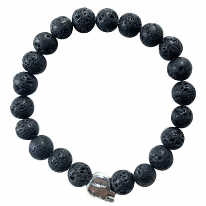 Skull Bracelet with lava stone