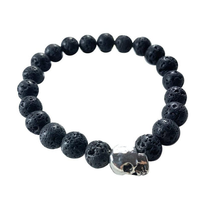 Skull Bracelet with lava stone